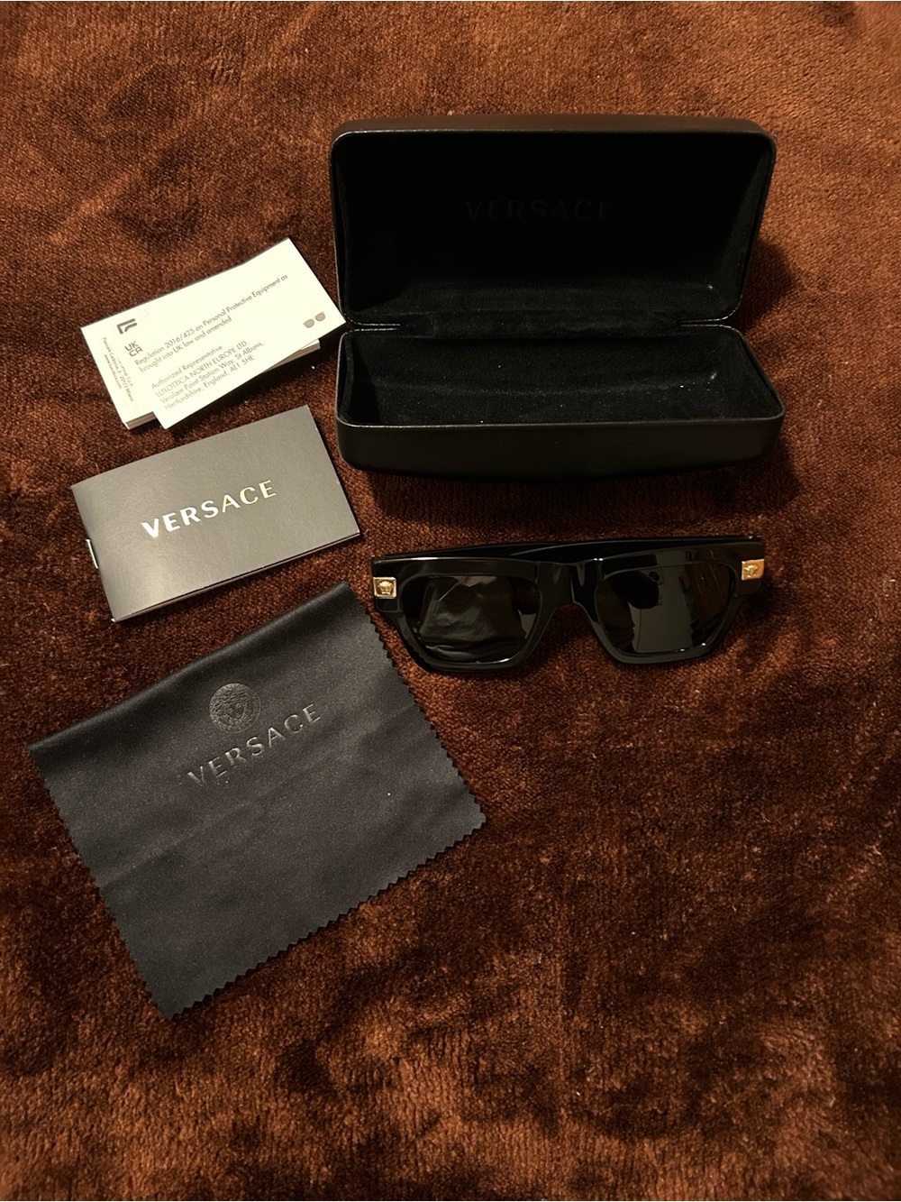 Versace Black Sunglasses with Gold Details